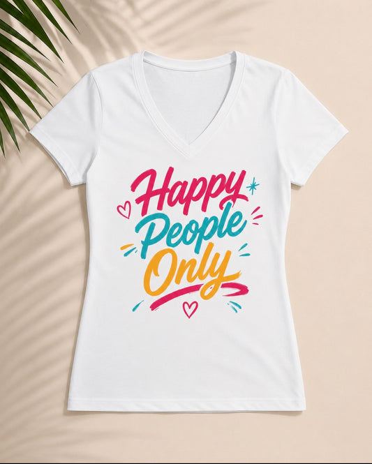 Happy People Only Women’s V-Neck Tee