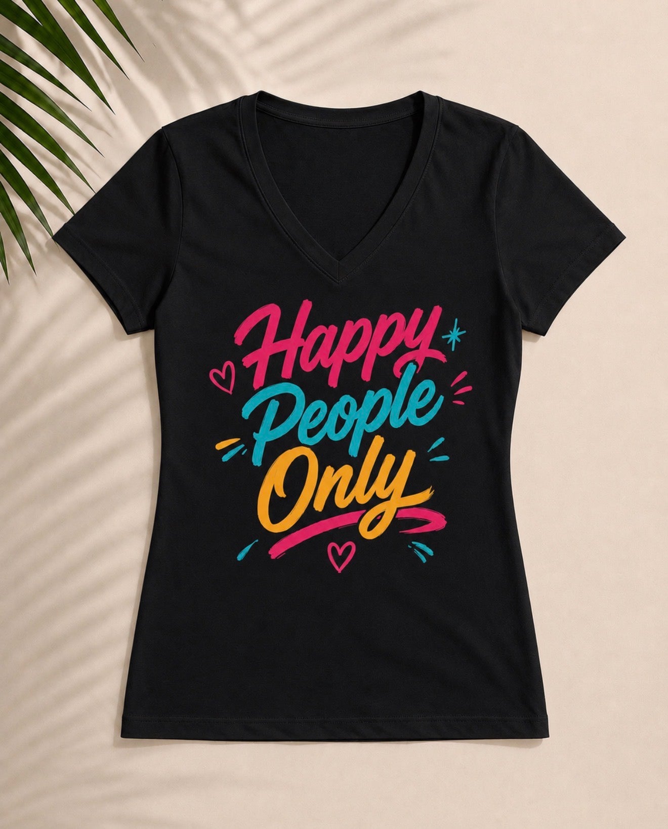 Happy People Only Women’s V-Neck Tee